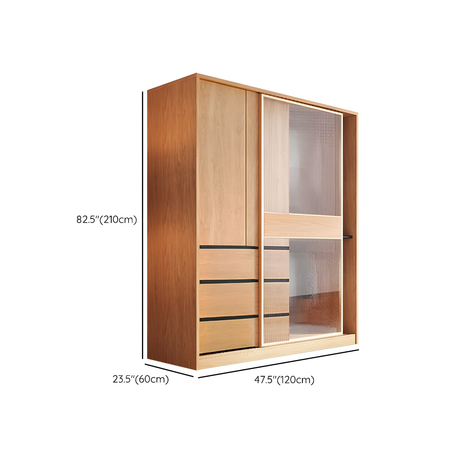 Engineered Wood Wardrobe Armoire with Drawer Modern Wardrobe Closet thumbnail 12