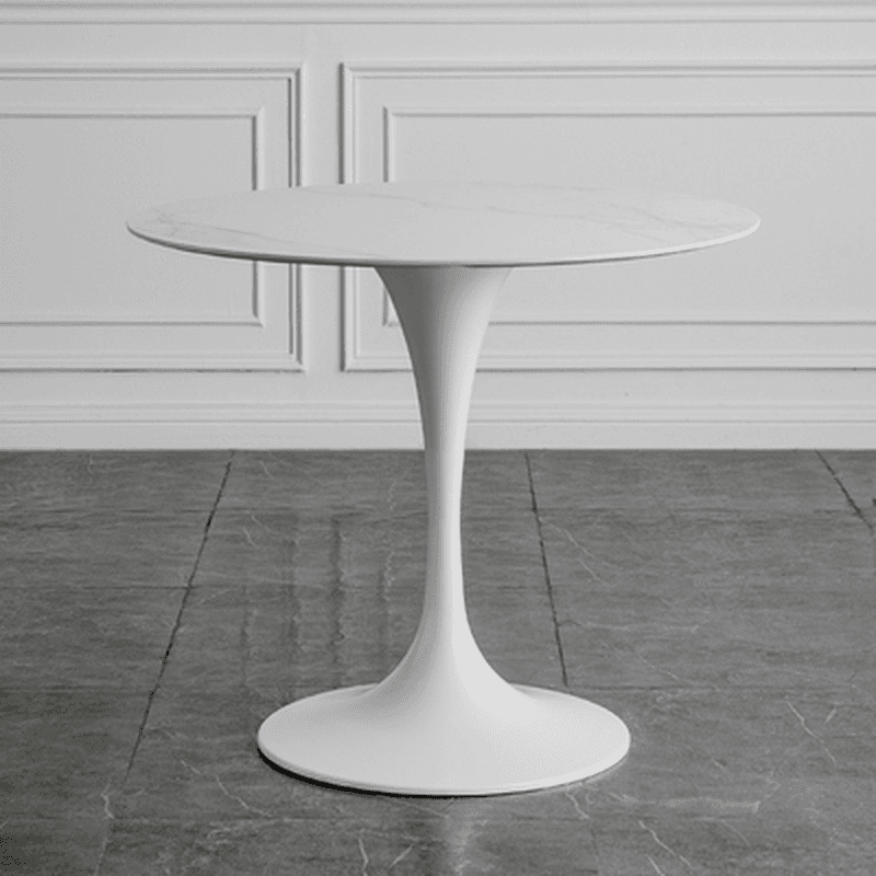 Chalk Circular Stone Art Deco/Glamorous Dining Table for 2, Scratch-immune & Fixed Table thumbnail 5