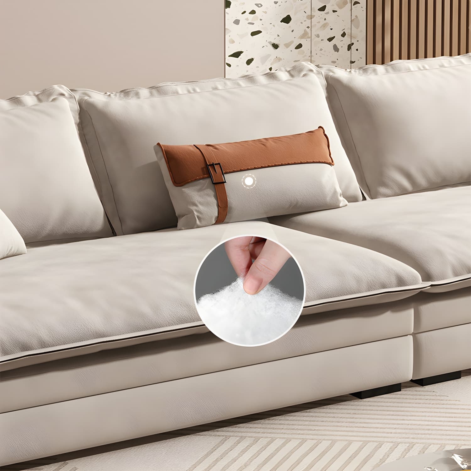 Contemporary Style Wood Frame Pillow Top Arm Sofa For Living Room thumbnail 8