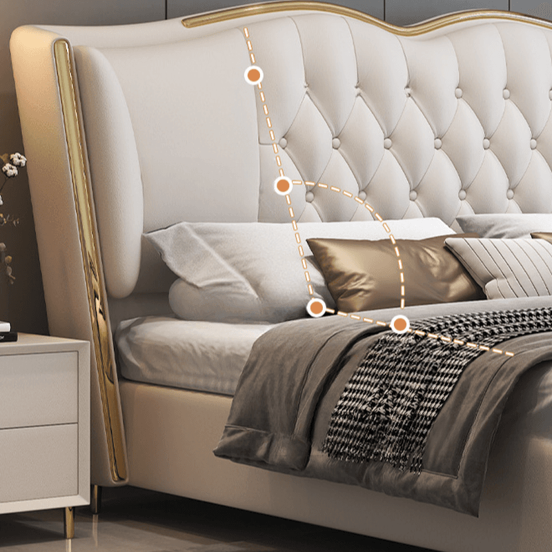 Beige Luxurious Solid Color Storage Bed/Platform Bed with Pine Wood Frame and Button-tufted Design for Living Room thumbnail 7