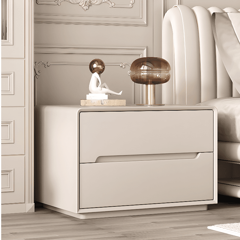 Trendy Drawer Storage Bedside Table with 2 Drawers and Vinyl Leather Countertop thumbnail 8