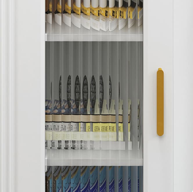 Elegant Corner Modern Accent Cabinet with Glass Doors and Metal Base thumbnail 7