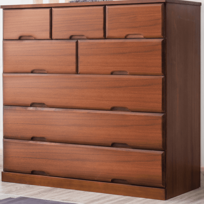 Sepia Minimalist Raw Wood Lingerie Chest/Dresser Vanity Combo with Multiple Drawers in Vertical/Horizontal Orientation