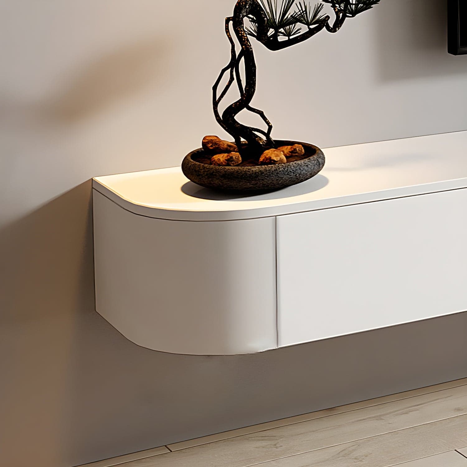Modern White TV Media Stand Floating TV Stand Console with Drawers for Living Room thumbnail 7