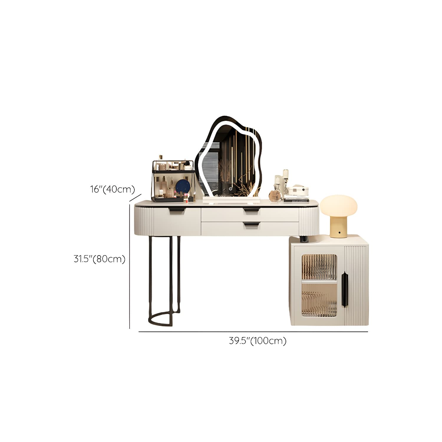Contemporary Stone Top Vanity Table Set with Mirror and Stool Glam Slate Dressing Table thumbnail 19