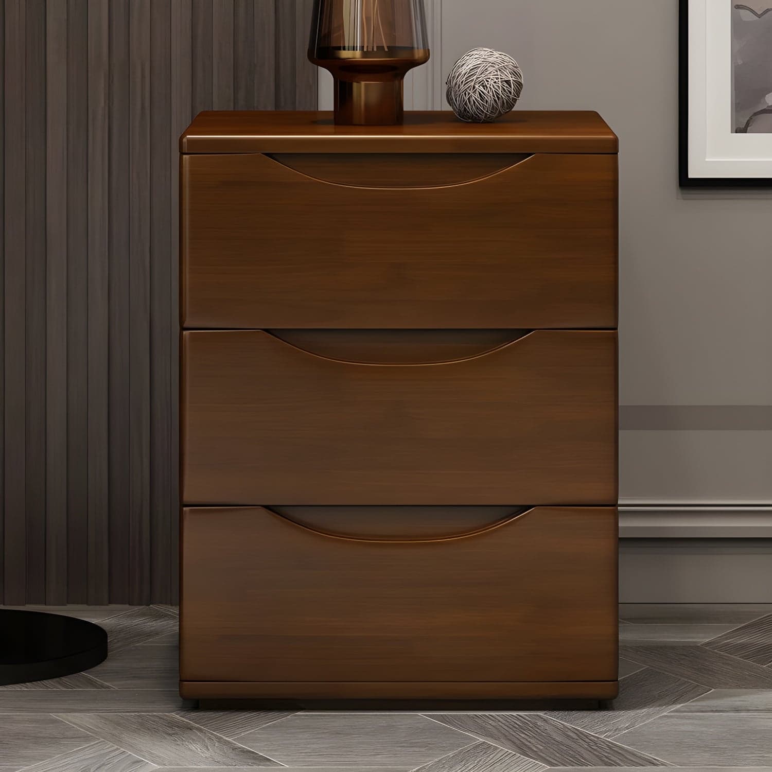 3 Drawers Contemporary Accent Table Nightstand Antique Finish Nightstand thumbnail 4