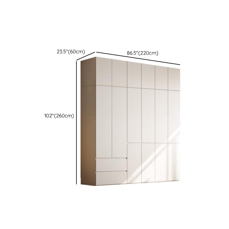 Chalk Modern Natural Wood Standalone Almirah with Soft Close Drawer, Interior Shelves, and Hanging Rod thumbnail 23