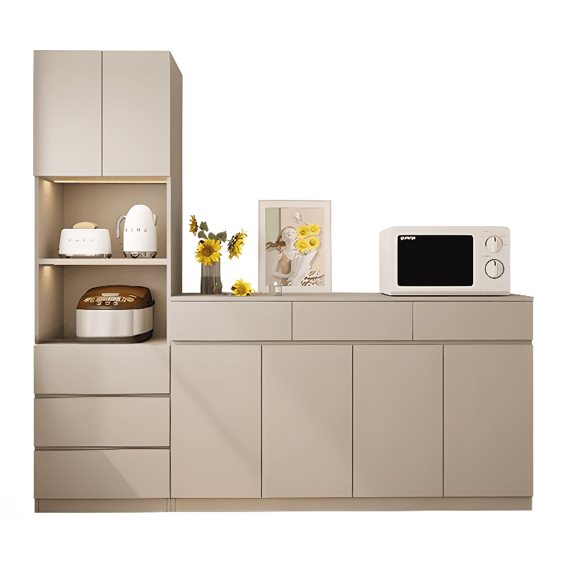 Simple Sideboard with Multiple Drawers, Closet Cabinet, Standard and Narrow Sizes, 1 or 2 Shelves, Wood Countertop, 2 to 5 Doors thumbnail 12