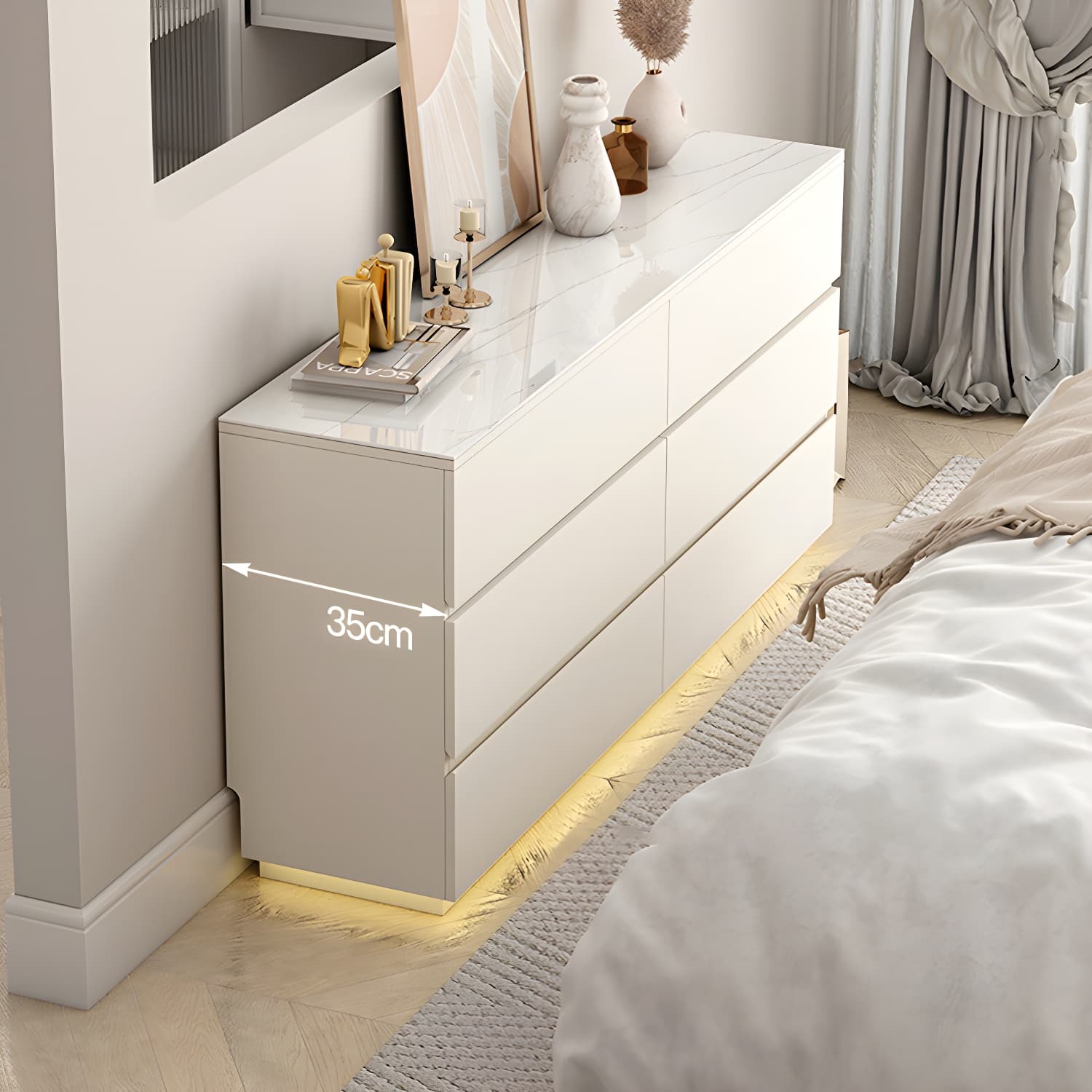 13.65-inch W Stone Storage Chest Dresser Modern Storage Chest thumbnail 8