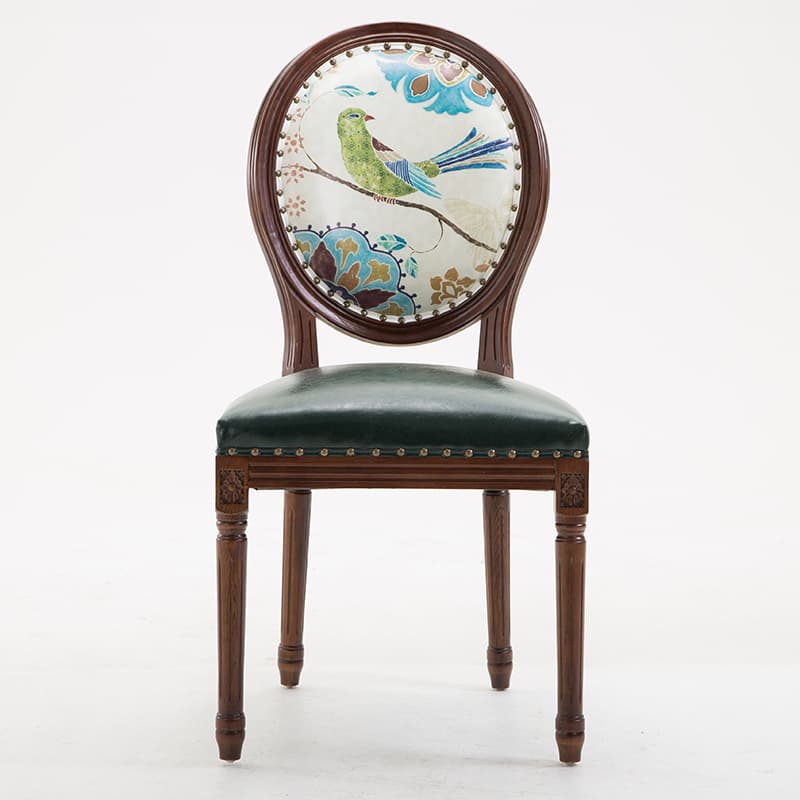 French Sturdy King Louis Back Upholstered Arm Chair/Side Chair with Nailhead Accent, Foot Pads and Weathered Wood Base thumbnail 2