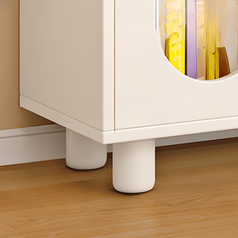 Modern Rectangular Utility Cabinet with Closet, Manufactured Wood Countertop, Glass-panel Door, White/Natural Top thumbnail 9
