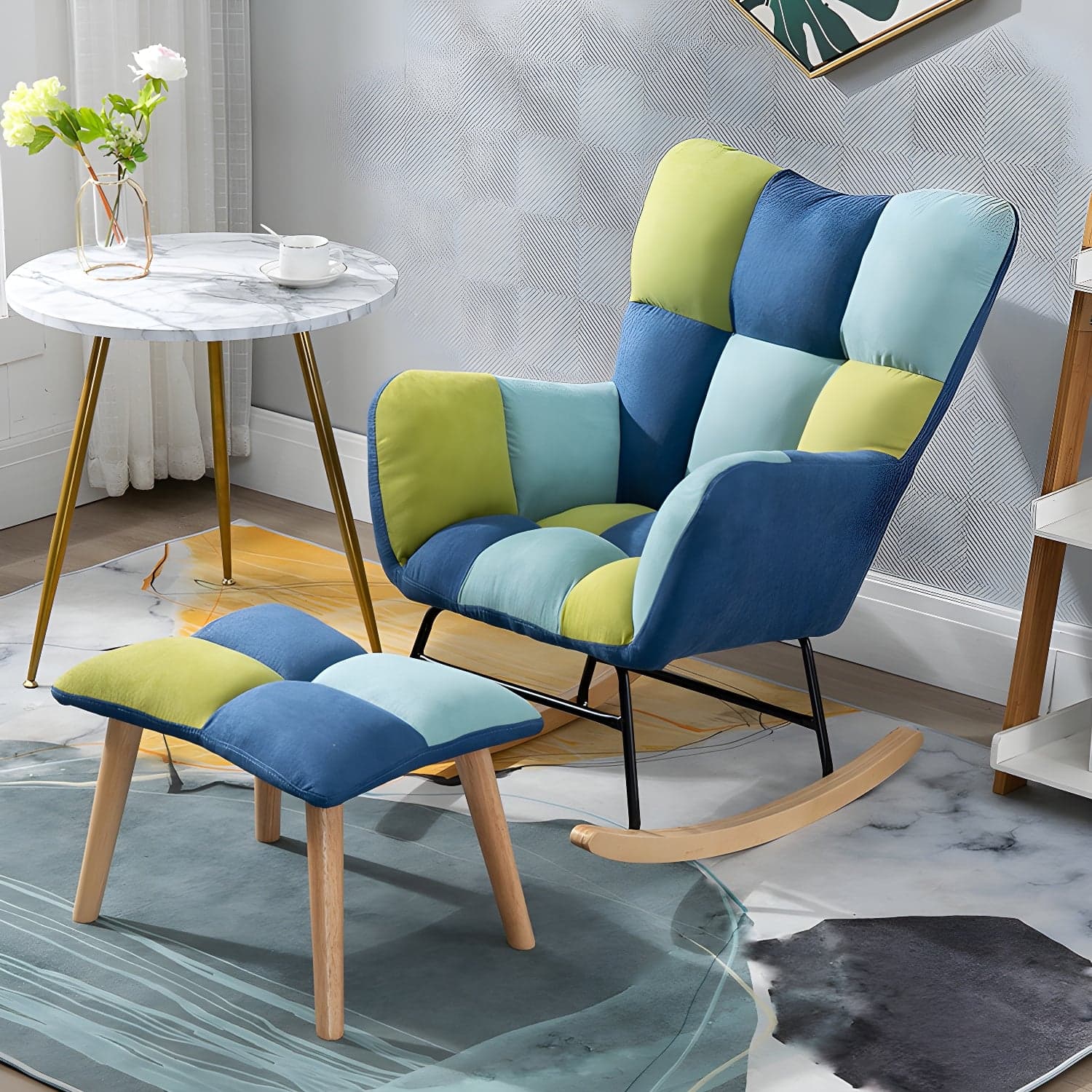 Simple Nordic Style Rocking Chair Balcony Lounge Recliner Sofa Rocking Chair thumbnail 1