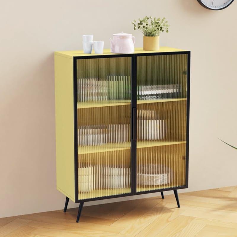 Contemporary Metal Floor-mounted Sideboard with Vertical Glass Doors thumbnail 8