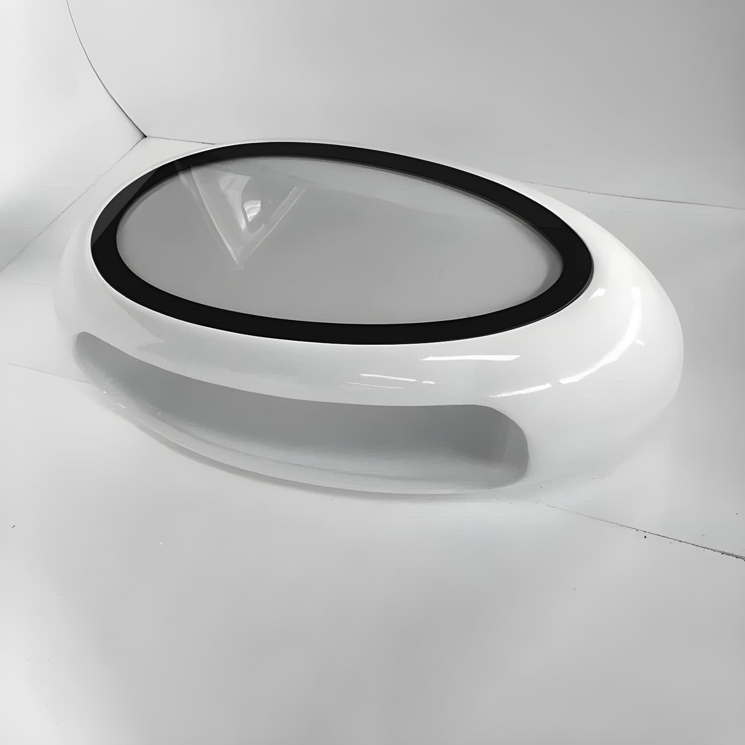 Modern Oval Coffee Table with Storage Shelf and Plastic Pedestal Base thumbnail 13