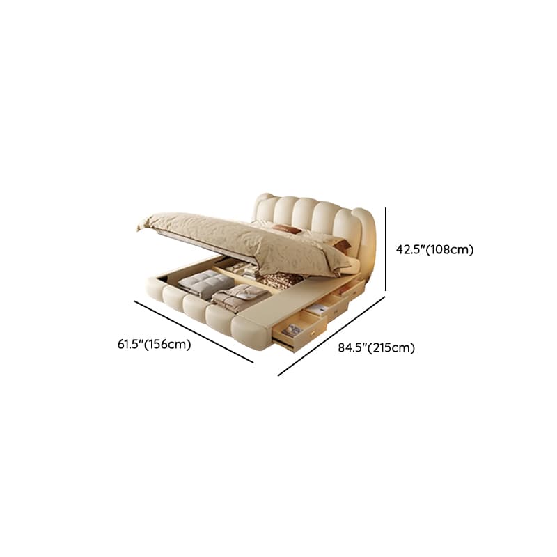 Solid Color Storage Included Panel Bed with 3 Storage Boxes, Panel Headboard, and Sponge Upholstery for Bedroom thumbnail 10