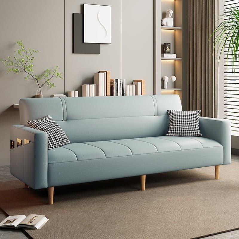 Synthetic Leather Convertible Sofa in Grey/Light Blue/Light Green with Arm thumbnail 5