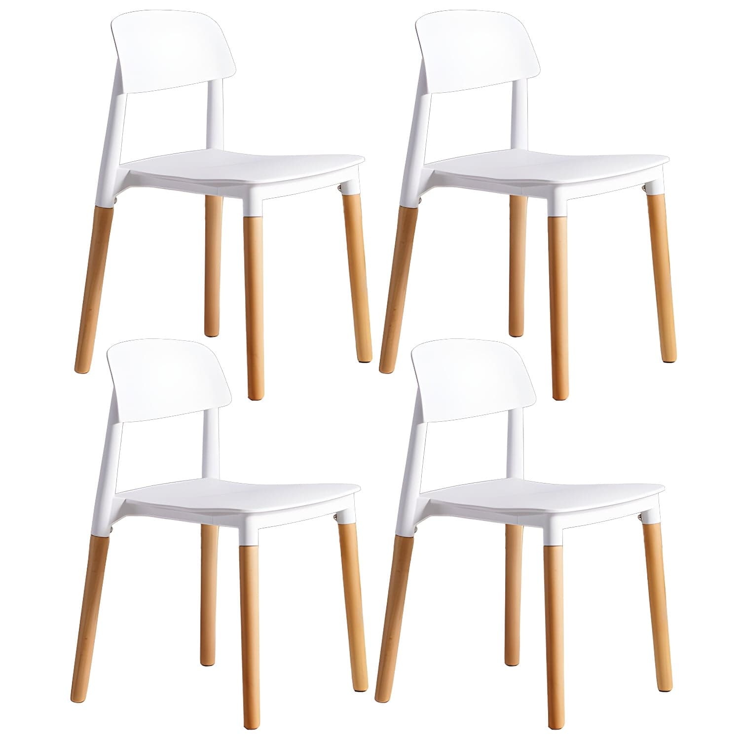 Scandinavian Home Side Chair Open Back Wood Legs Dining Room Chair Set thumbnail 7