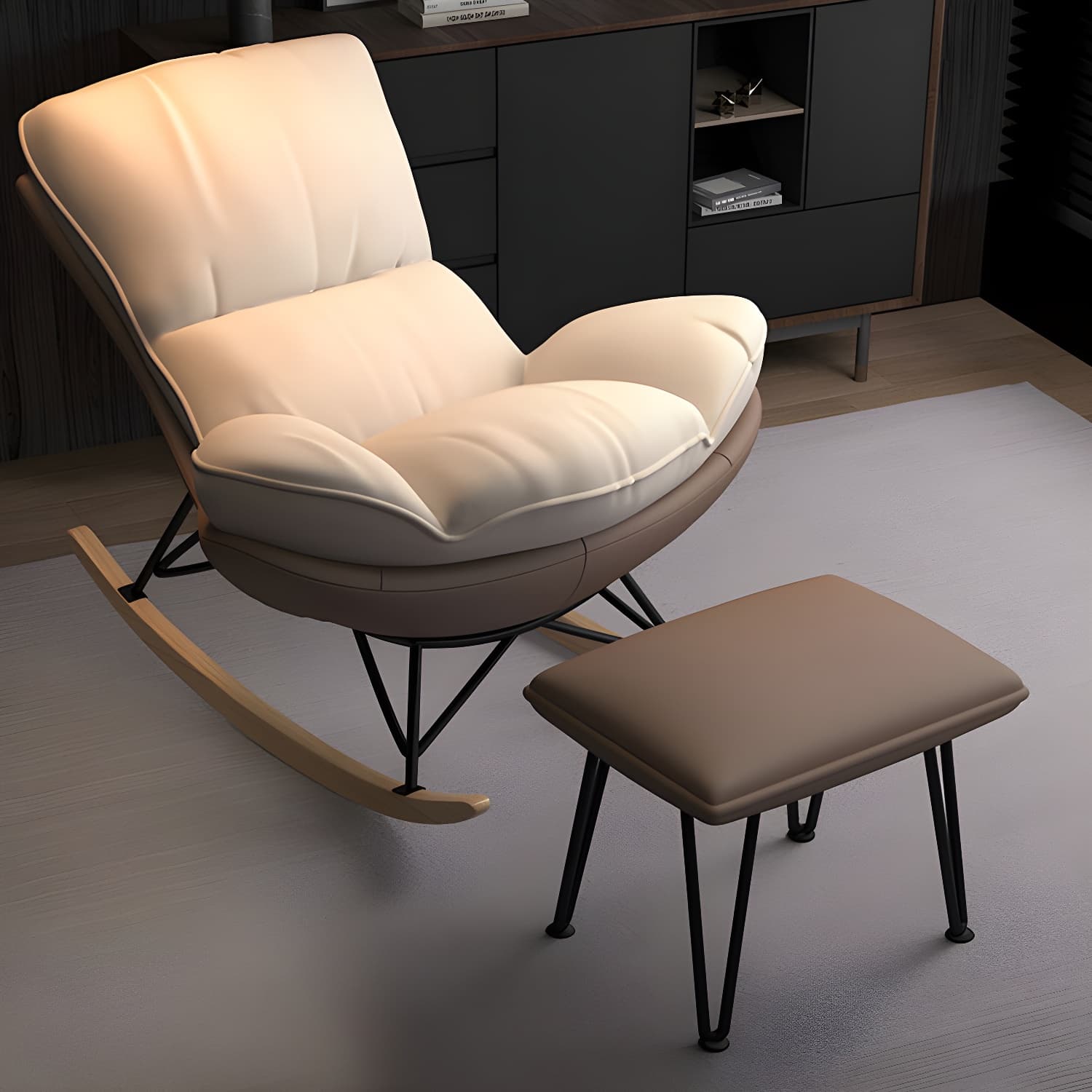 Modern Tufted Cushions Glider Spindle Children Glider with Ottoman thumbnail 23