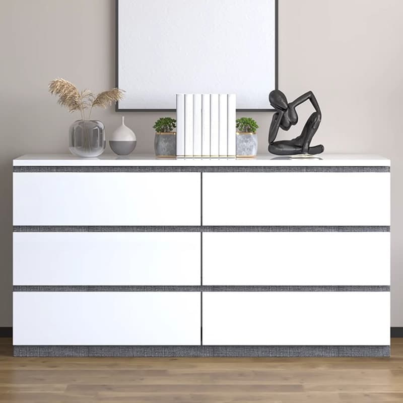 Contemporary Vertical/Horizontal Bleached Wood Semainier/Double Dresser/Bachelor Chest Pale Wood Finish 6 Drawers/5 Drawers/4 Drawers for Master Bedroom thumbnail 4
