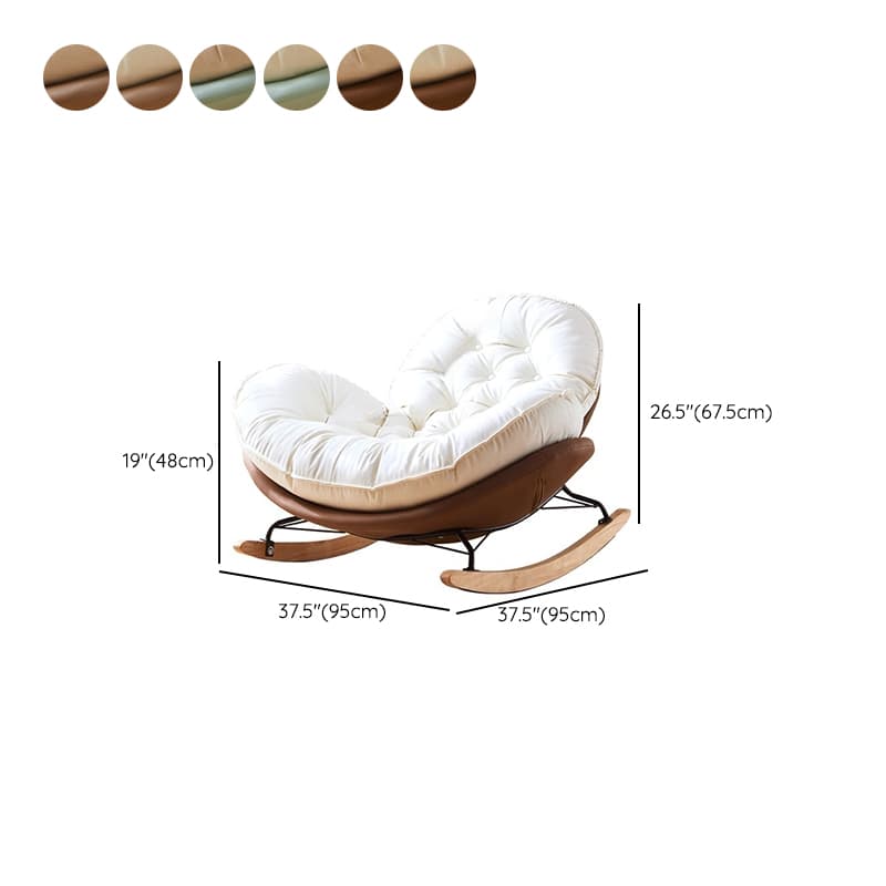 Minimalist Metal Upholstered Indoor Rocking Chair with Ottoman and Spindle Back , Recessed Arm and Natural Wood Finish thumbnail 19