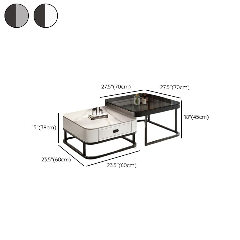 Square Double Nesting Accent Table with Framework Base for Home thumbnail 19