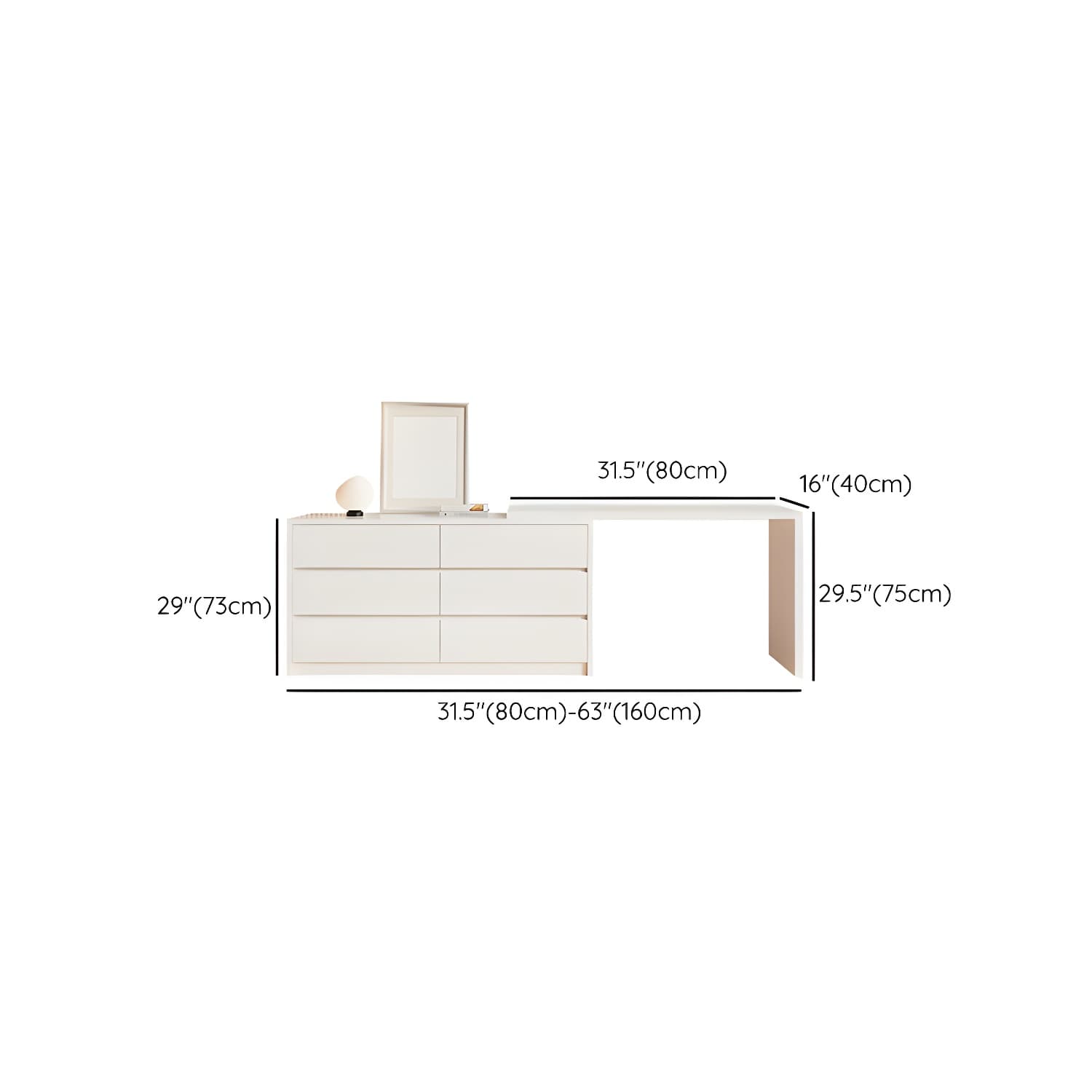 Contemporary White Wood Rectangle Top Make-up Vanity with Lighted Mirror thumbnail 13