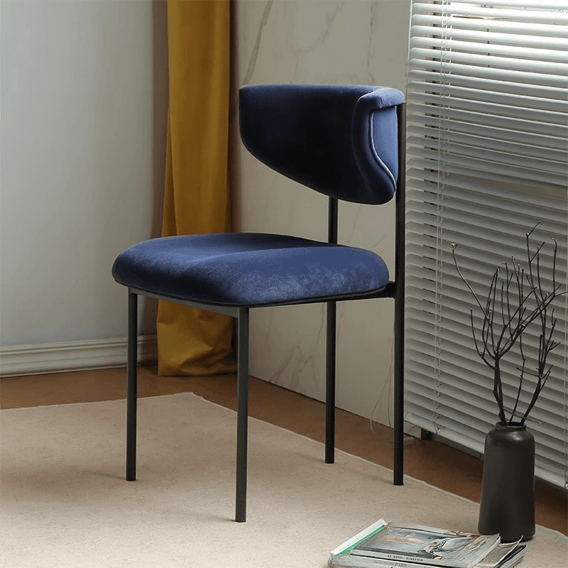 Scandinavian Side Chair with Uncovered Back, Upholstered, Ink/Gilded Metal Legs thumbnail 11