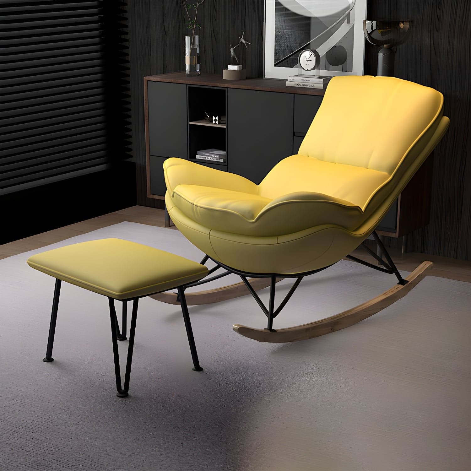 Modern Tufted Cushions Glider Spindle Children Glider with Ottoman thumbnail 5