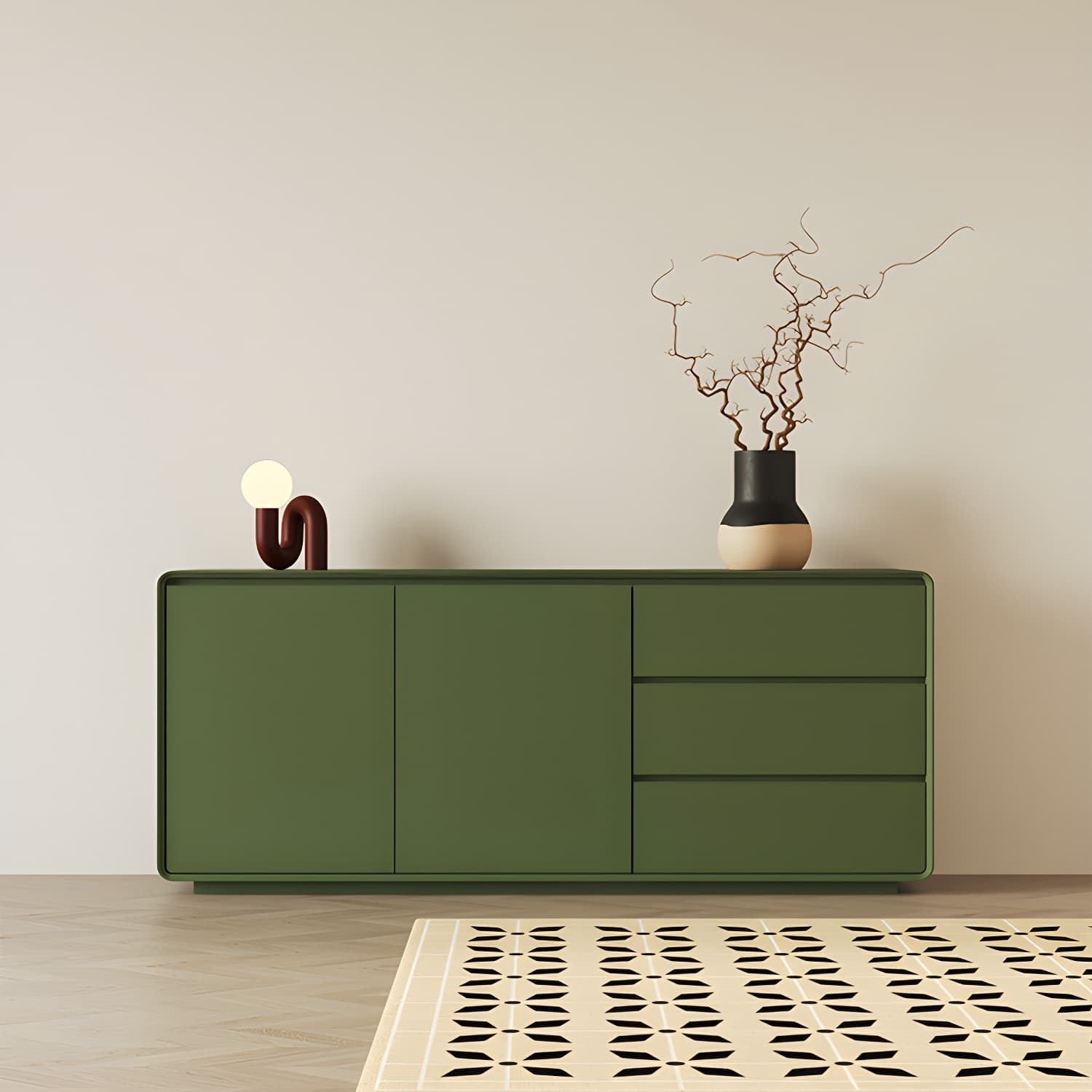 Wood Sideboard with 2 Doors and 3 Drawers, Overall Dimensions 40cmW x 80cmH thumbnail 15