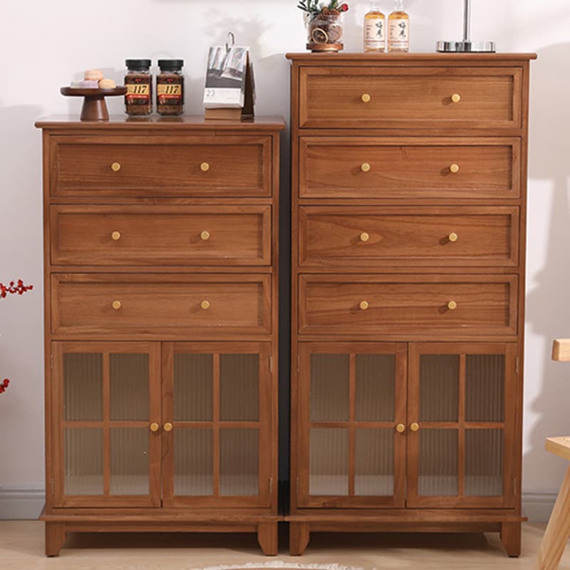 Rectangular Damp-proof Accent Cabinet with Storage Drawer, Closet, Glazed Door, Cabinet Knobs in Chalk/Brown/Wood Color thumbnail 10