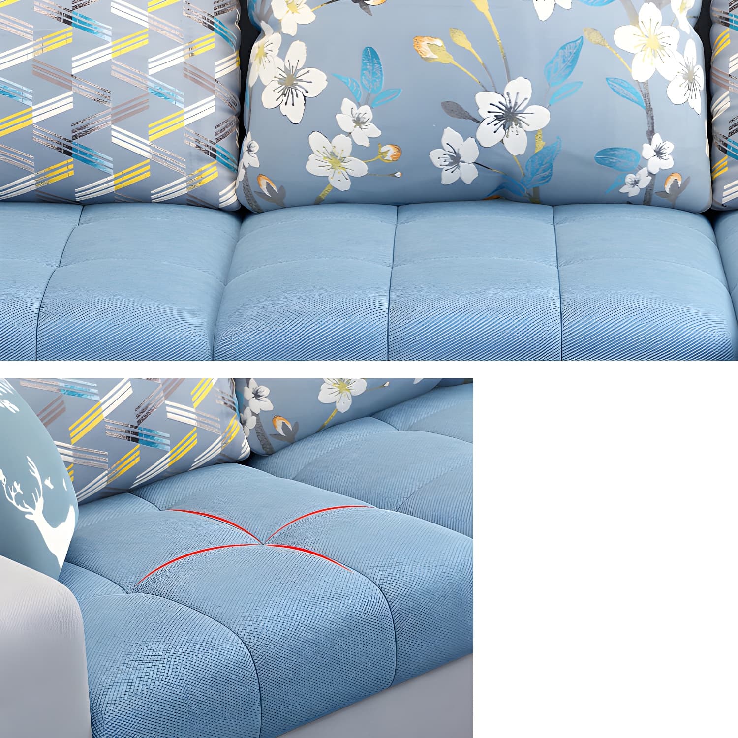 Modern L-Shaped Linen Sectional Sofa with Ottoman and Slipcover, Reversible Design thumbnail 17