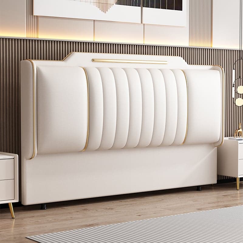 Modern Simple Style Panel Headboard in Natural Wood with No Distressing, Rectangle Shape for King/Queen/Full Bed, Featuring Sponge Upholstery and Standard Height thumbnail 2