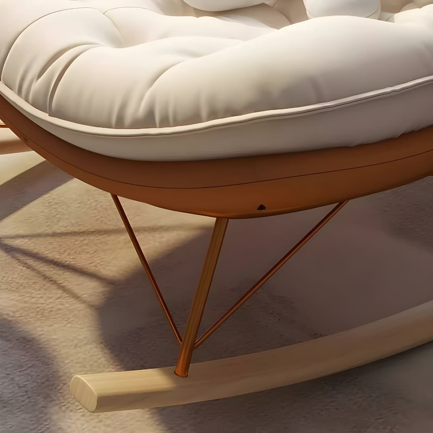 Contemporary Rocking Chair with Spindle Back, Tufted Upholstered and Wood Legs thumbnail 10