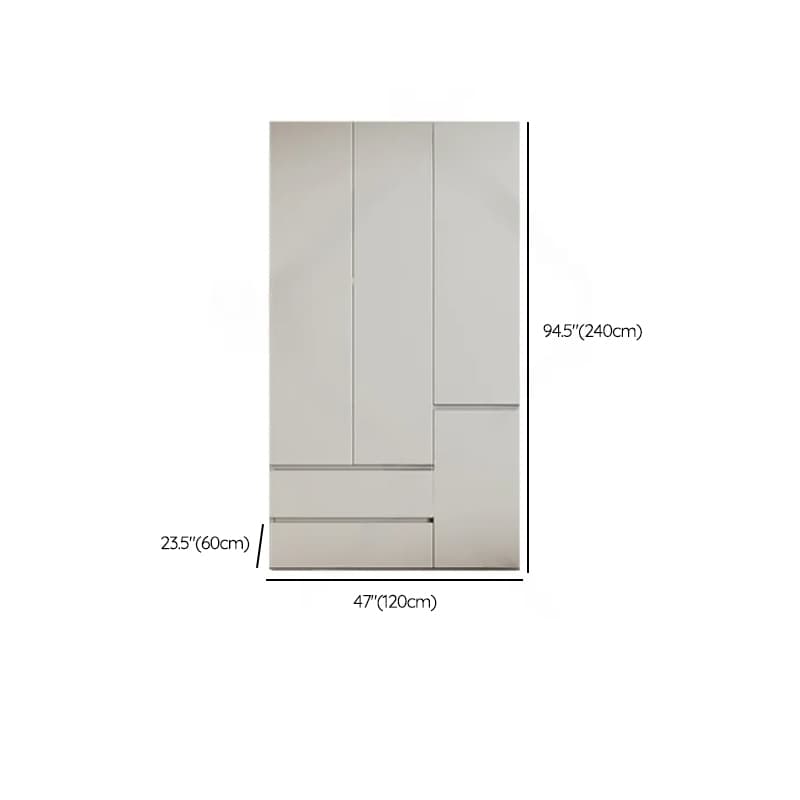 Cream Trendy Reclaimed Wood Wardrobe Armoire with Soft Close Drawer, Soft Close Door, Interior Shelves, and Clothing Rod thumbnail 50