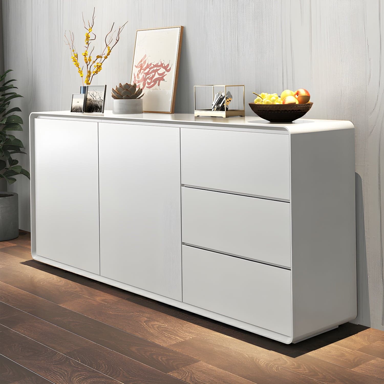 Modern Wood Buffet Sideboard Cabinet with 2 Doors and 3 Drawers thumbnail 8
