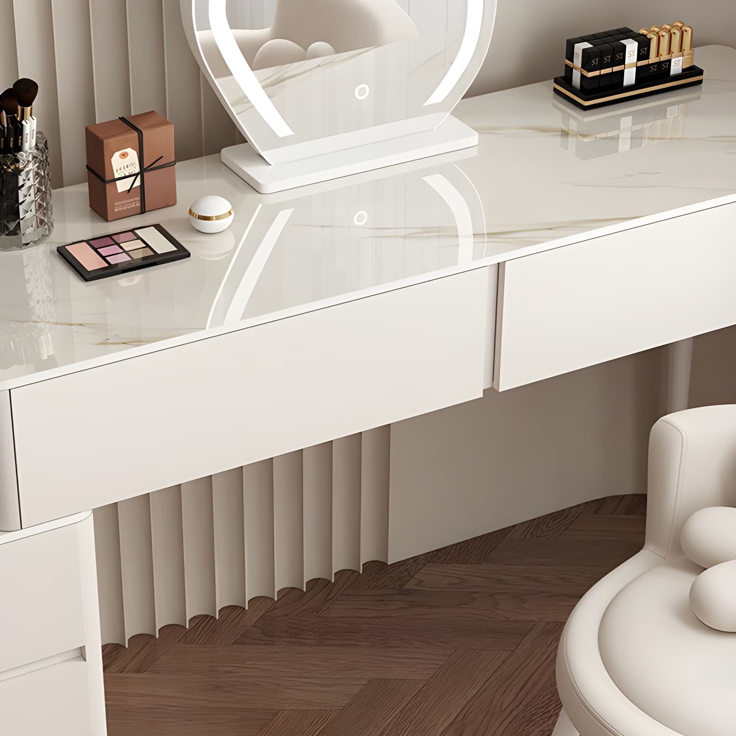 Modern Wood Makeup Vanity with Soft Close Drawer Glides & 2 Drawers thumbnail 8