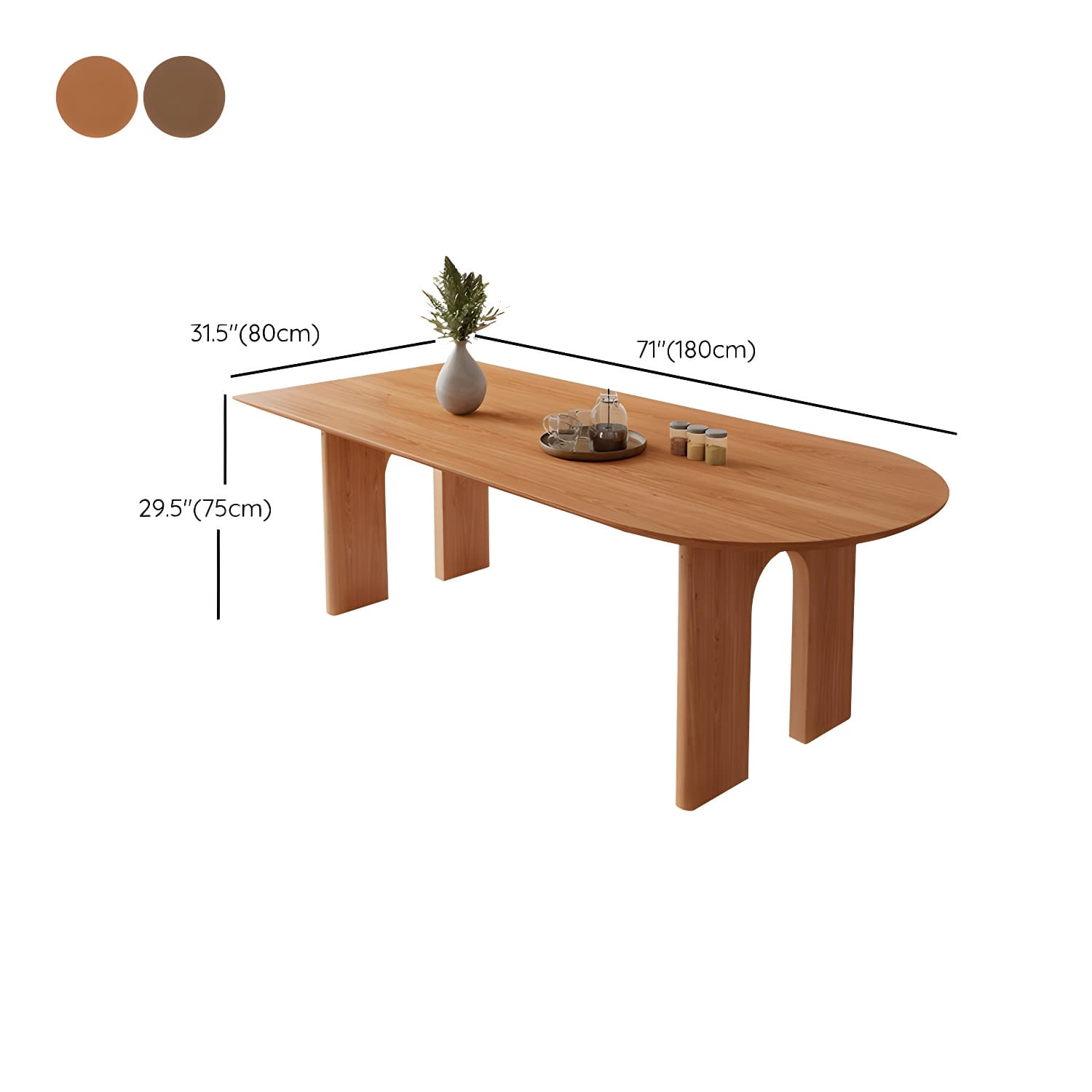 Scandinavian Wooden Oval Dining Table in Natural and Brown for Dining Room thumbnail 18