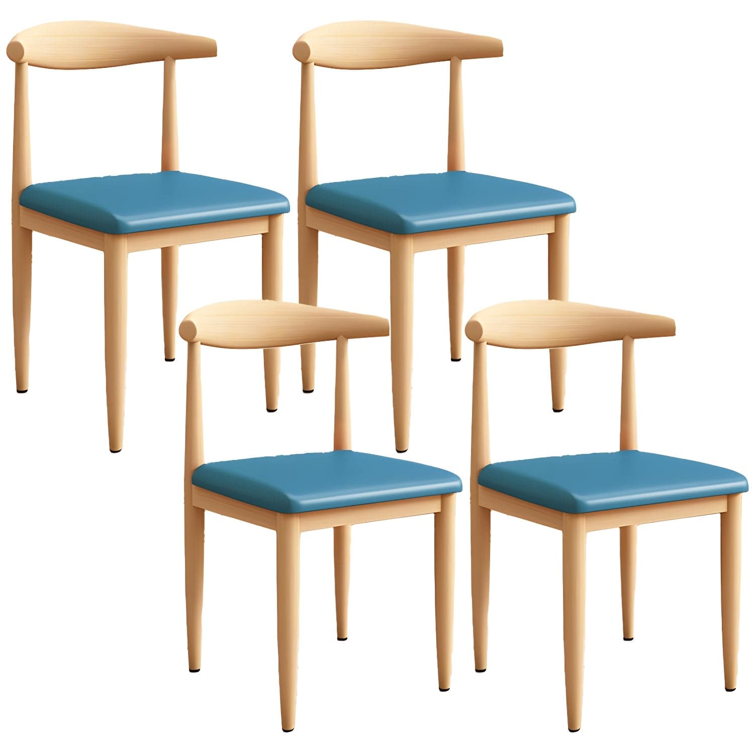 Modern Kitchen Dining Chairs Open Back Dining Chair with Metal Base thumbnail 6