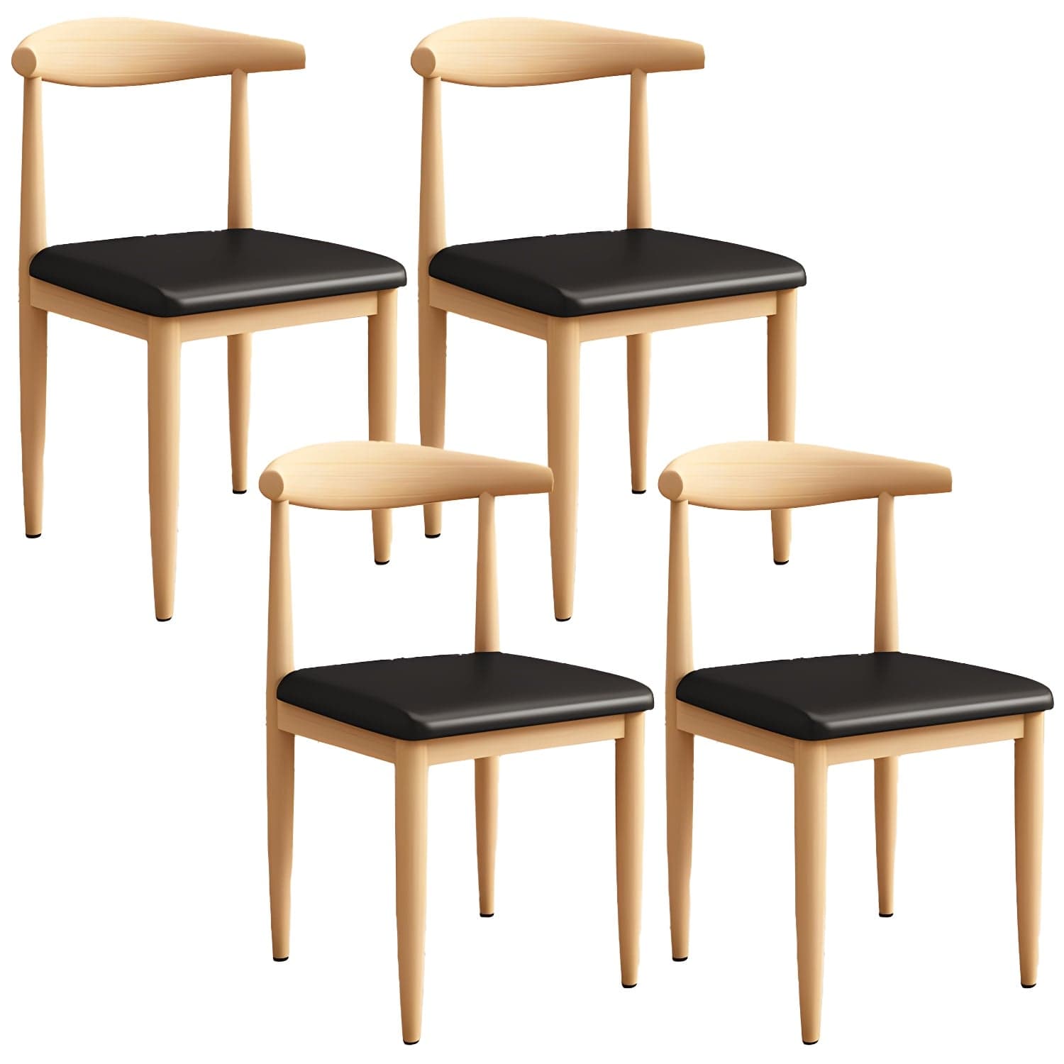 Modern Kitchen Dining Chairs Open Back Dining Chair with Metal Base thumbnail 2