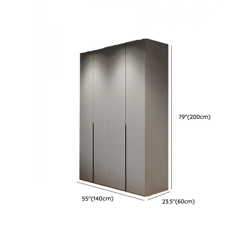 Dove Grey Minimalist Manufactured Wood Wardrobe Closet with Compartments, Soft Close Door, Interior Shelves, and Clothing Rod thumbnail 8