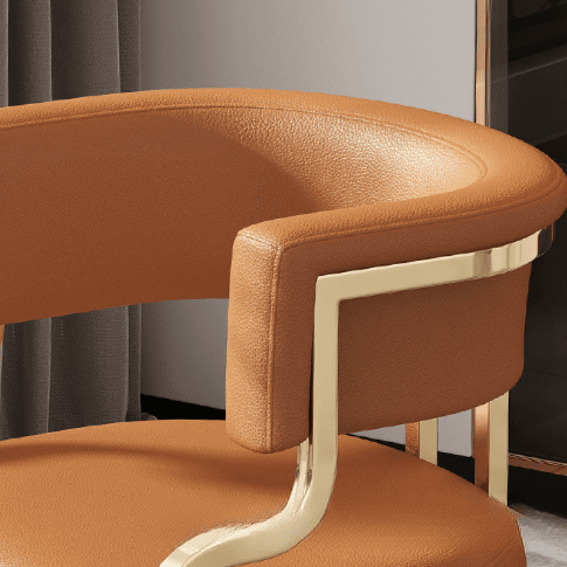 Minimalist Arm Chair with Cushioned Seat, Arms, Metallic Metal Legs, and Low Back thumbnail 18