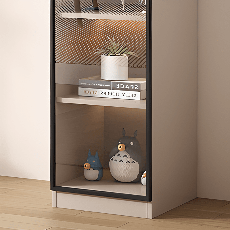 Simple Rectangular Standalone Accent Cabinet with Closet, Laminate Countertop, Glazed Door, and Sand Top thumbnail 7