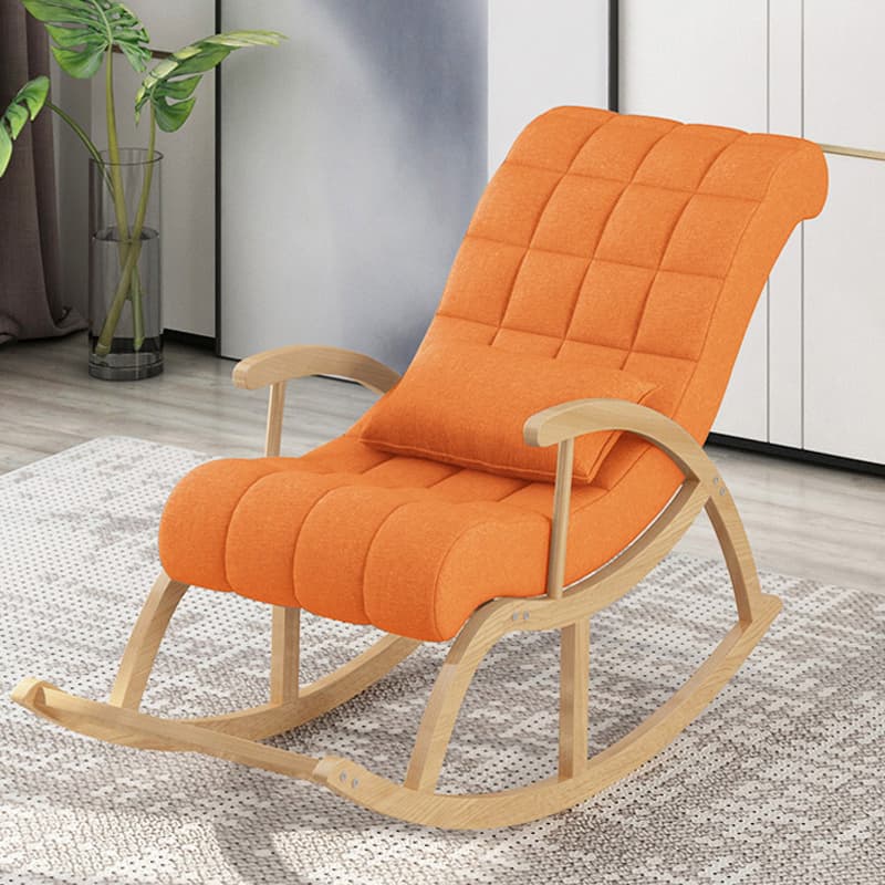 Stylish Contemporary Fabric Rocking Chair with Natural Wood Legs thumbnail 12