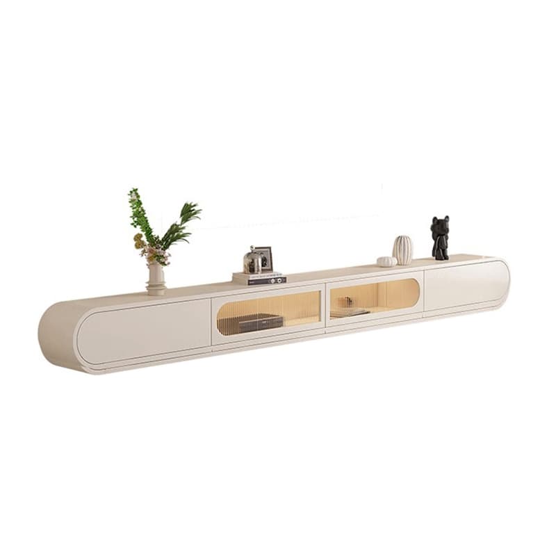 Beige Wood TV Stand with Drawers and Cabinet for Modern Style thumbnail 5