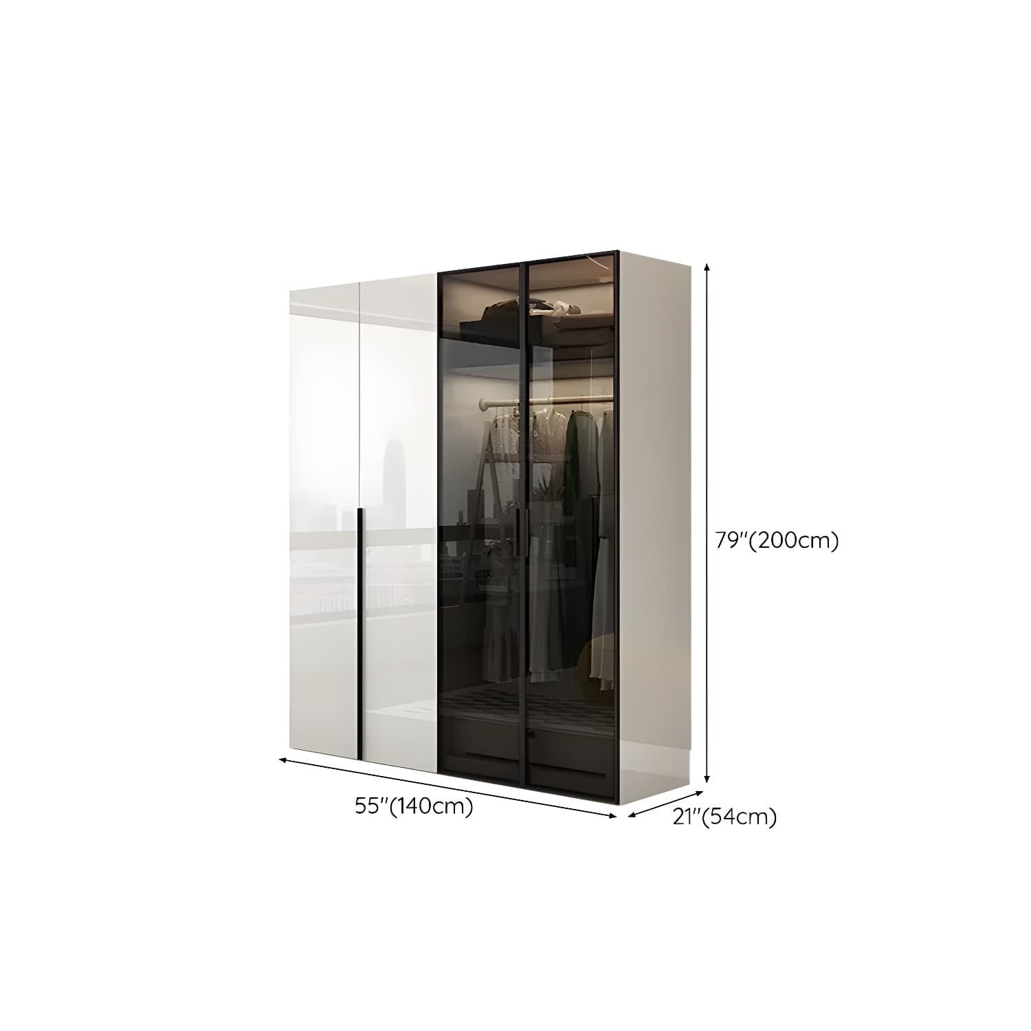 Sleek White Wood Wardrobe Armoire with Soft Close Drawers and Shelves thumbnail 11