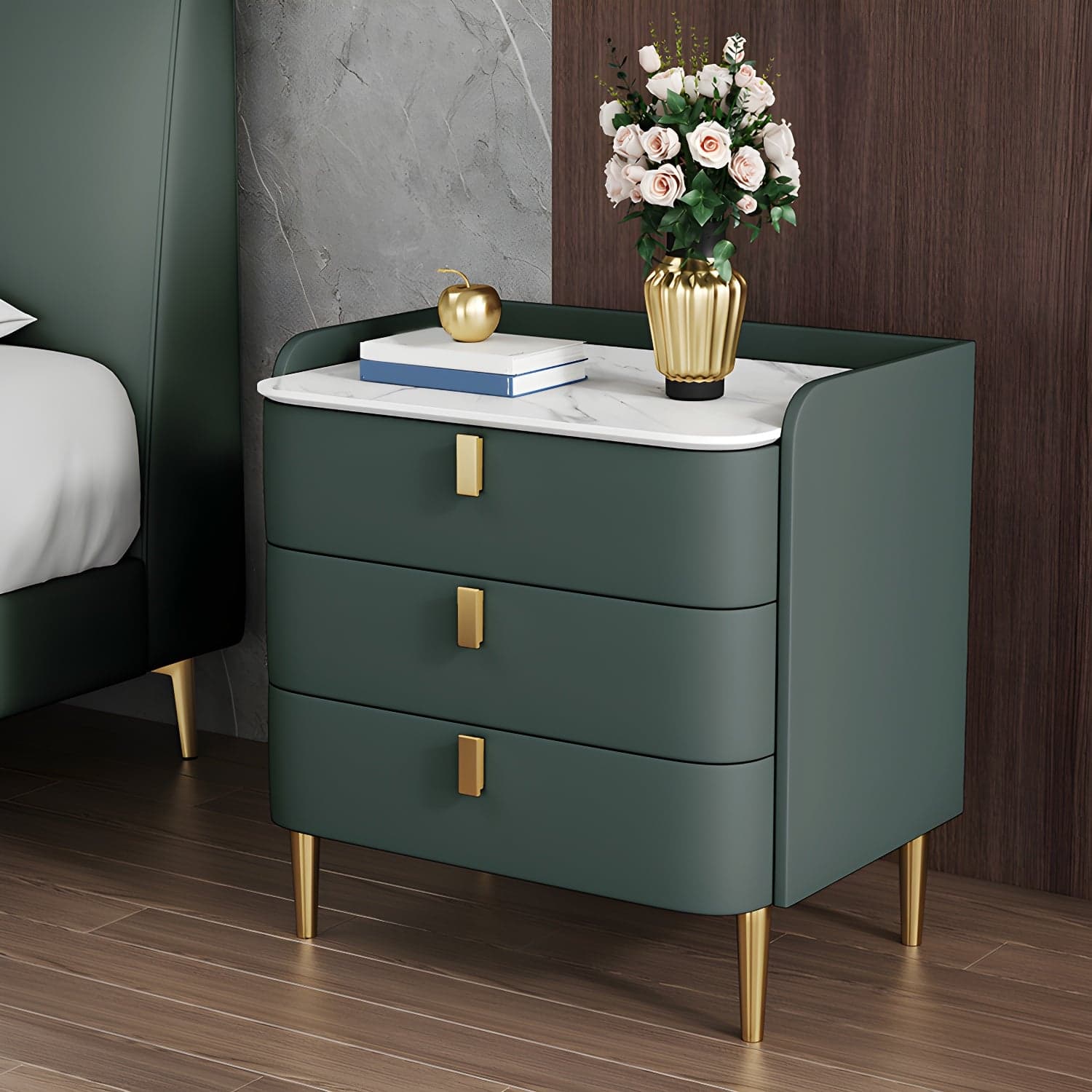 Contemporary Drawer Storage Bed Nightstand Wooden Night Table for Bedroom thumbnail 4