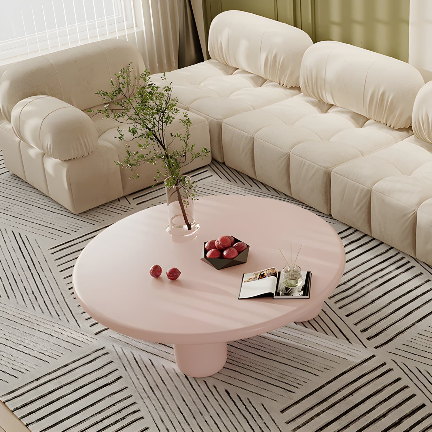 Scandinavian 4 Legs Coffee Table Round 1 Single Cocktail Table thumbnail 3