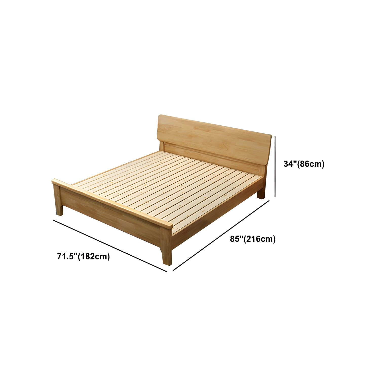 84.65 inch Wide Scandinavian Bed Frame Solid Wood Standard Bed with Headboard thumbnail 16