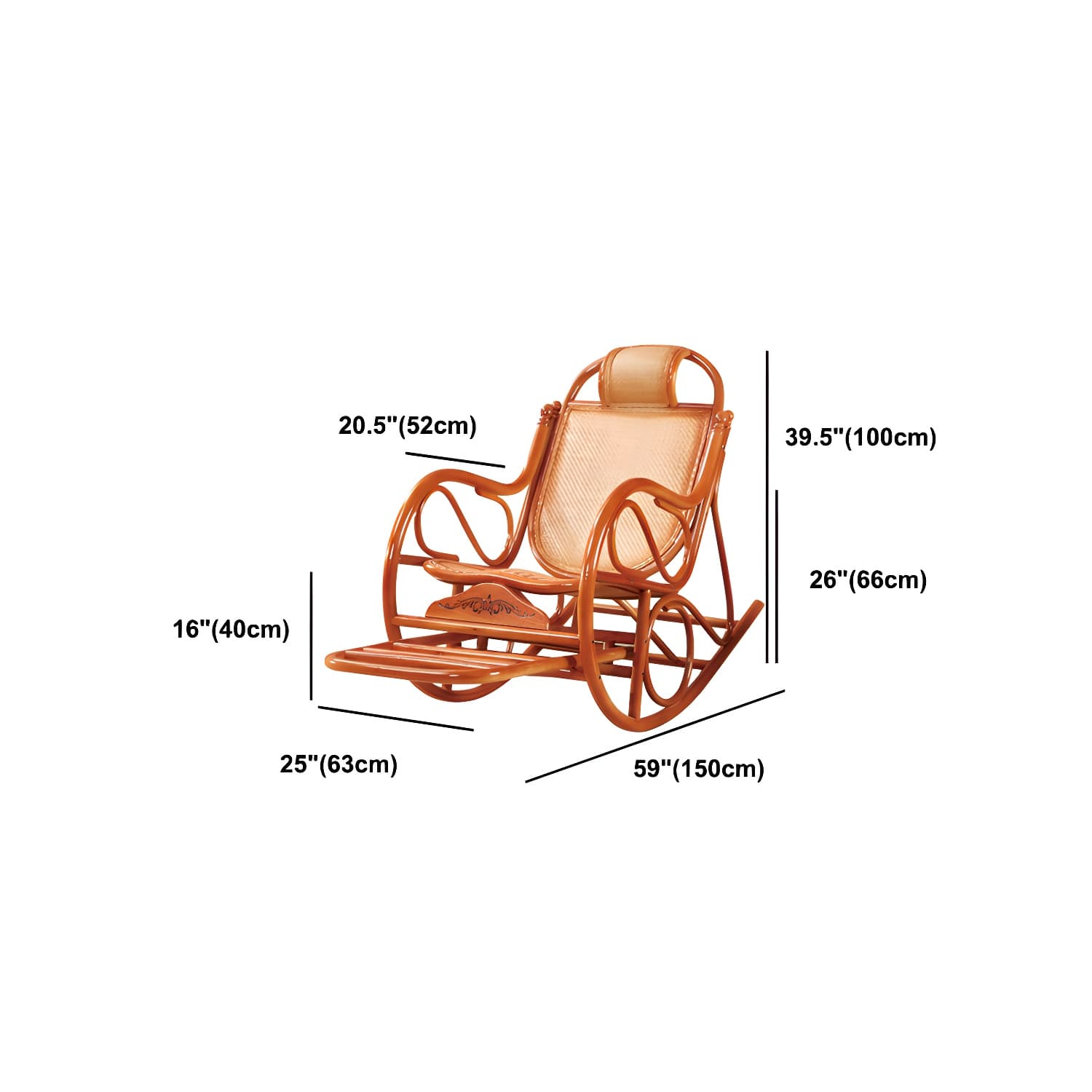 Traditional Spindle Rocking Accent Chair Tobacco Finish Rocker Chair Reclining thumbnail 28