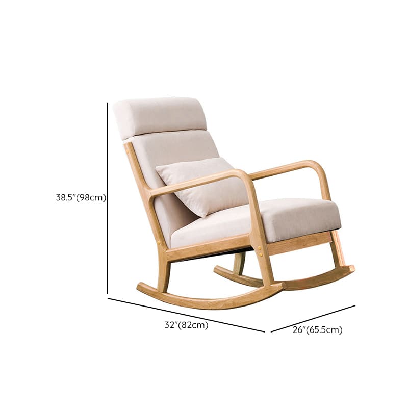 Indoor Use White Cotton Stationary Rocking Chair with Back & Arm thumbnail 16